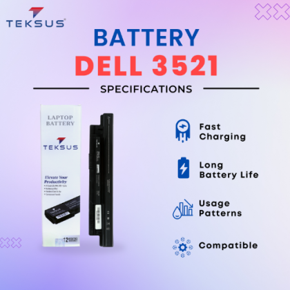Teksus Compatible Battery for Dell 3521 / 5421, Inspiron 15 3521, 17R 5721, Latitude 3440, Vostro 3445 Laptops (4000mAh, 6-Cell)