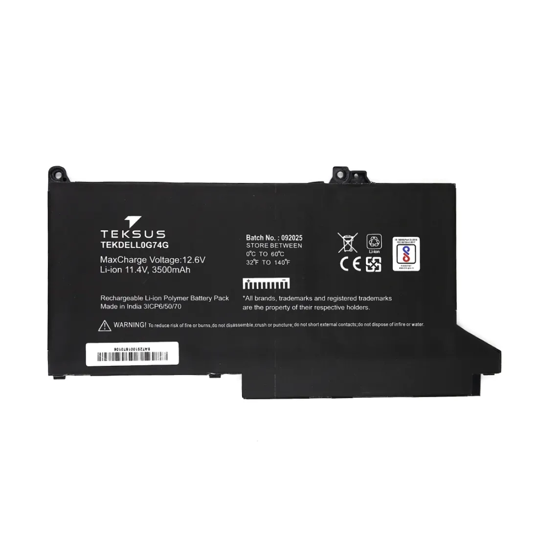 Teksus Laptop Battery Compatible For Dell 0G74G | E7280 - Image 2
