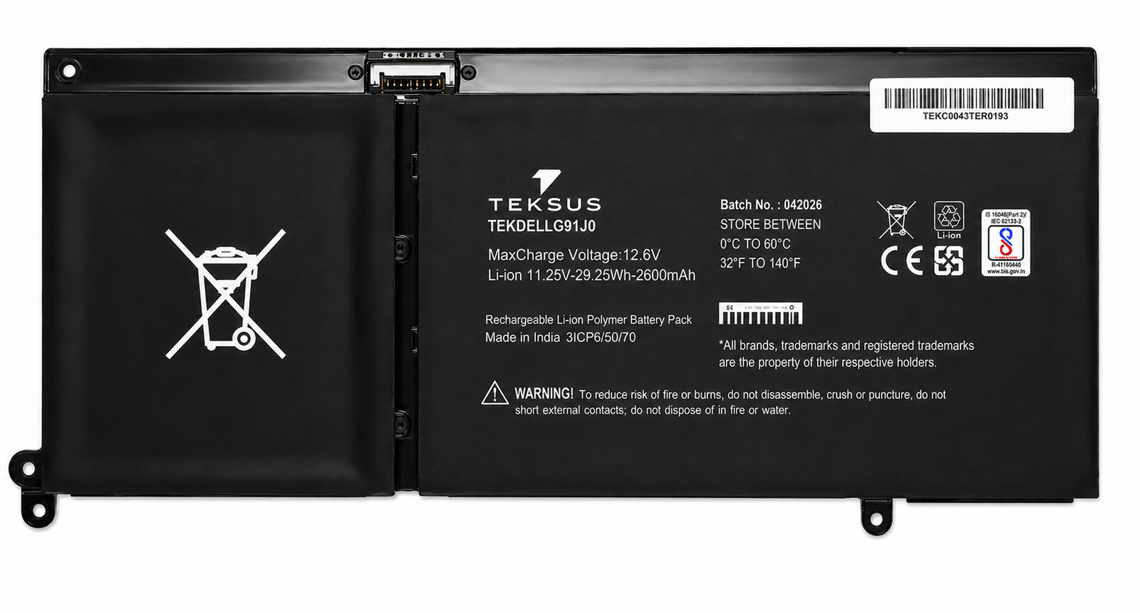 Teksus Laptop Battery Compatible For Dell Inspiron G91J0 3C